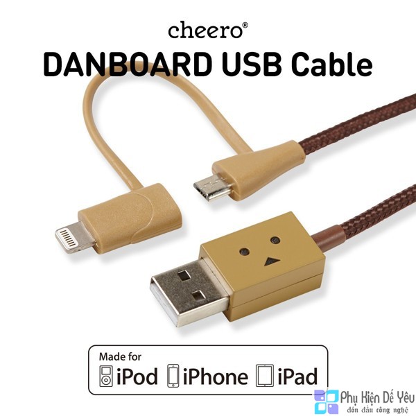 Cáp bọc vải dù 2 trong 1 Micro USB và Lightning Cheero DANBOARD CHE-224 - 25cm