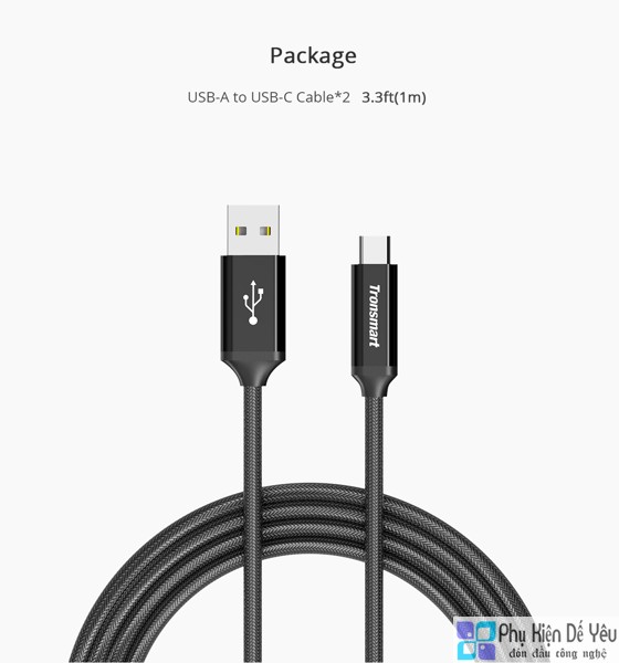 Bộ 2 Cáp USB-C to USB 2.0 1m Tronsmart CPP1 PowerLink Braided Nylon