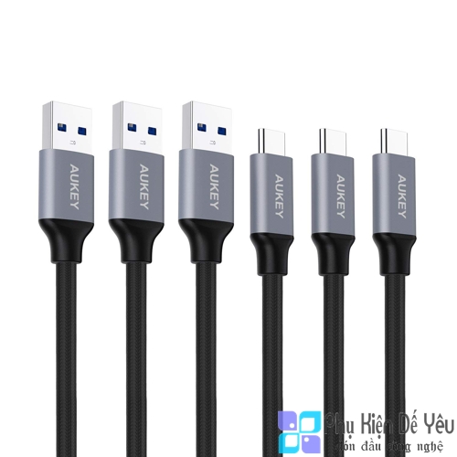 Bộ 3 cáp USB to USB 3.0 Aukey CB-CMD1 - Bện Nylon 1m