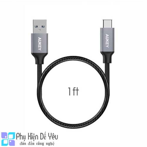 Cáp USB-C to USB 3.0 Aukey 30cm - Bện Nylon