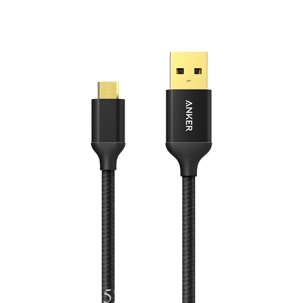Cáp Micro USB Bọc Nylon Anker 90cm, Mạ Vàng - Màu Đen