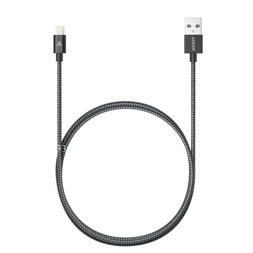 Cáp Lightning Bọc Nylon Anker 1.8m - Chứng Chỉ Apple MFi - Đen