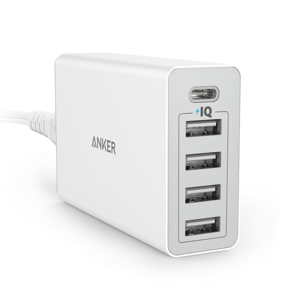Sạc Anker PowerPort 5 USB-C - 40W, 5 cổng, trắng