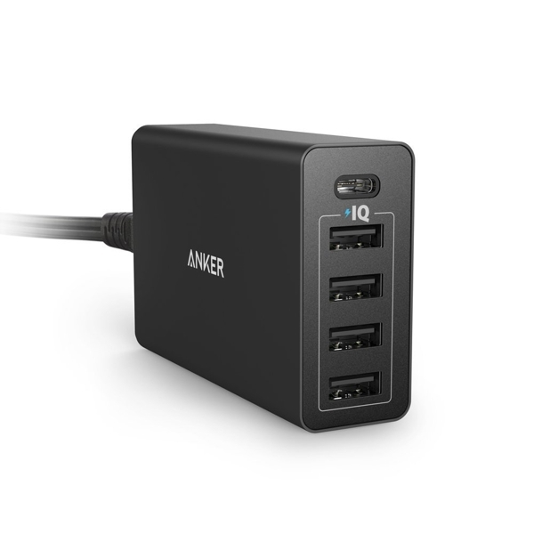 Sạc Anker PowerPort 5 USB-C - 40W, 5 cổng, đen