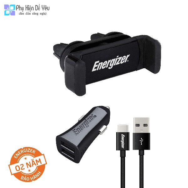 Bộ Sạc và Giá đỡ điện thoại Energizer CKITB2CC23 3.4A + Cáp USB-C