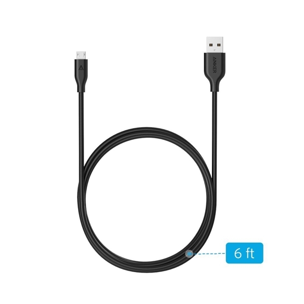 Cáp Micro USB Anker Powerline - Dài 1.8m - Màu Đen