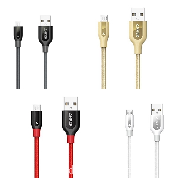 Cáp Anker PowerLine+ Micro USB 30cm - Màu Xám, Trắng, Đỏ, Vàng