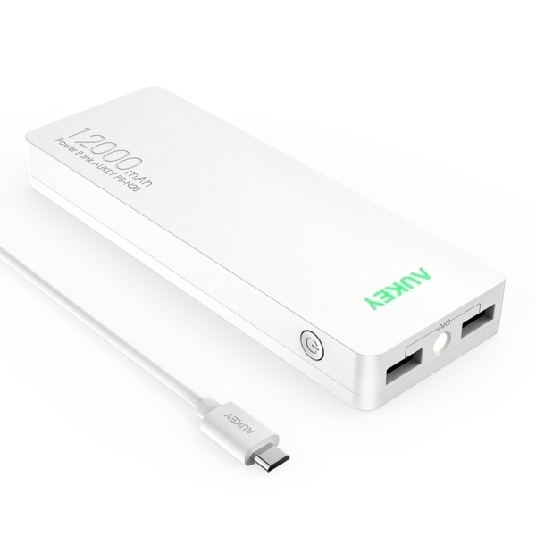 Pin sạc dự phòng Aukey PB N28 12000mAh, 2 cổng sạc, Trắng