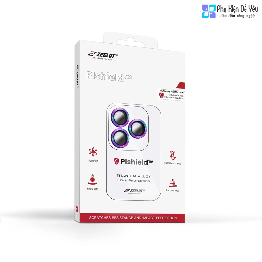 Bảo vệ camera HỢP KIM TITAN ZEELOT PISHIELD CHO iPhone 14 Pro Max/ 14 Pro/ 14 Plus/ 14
