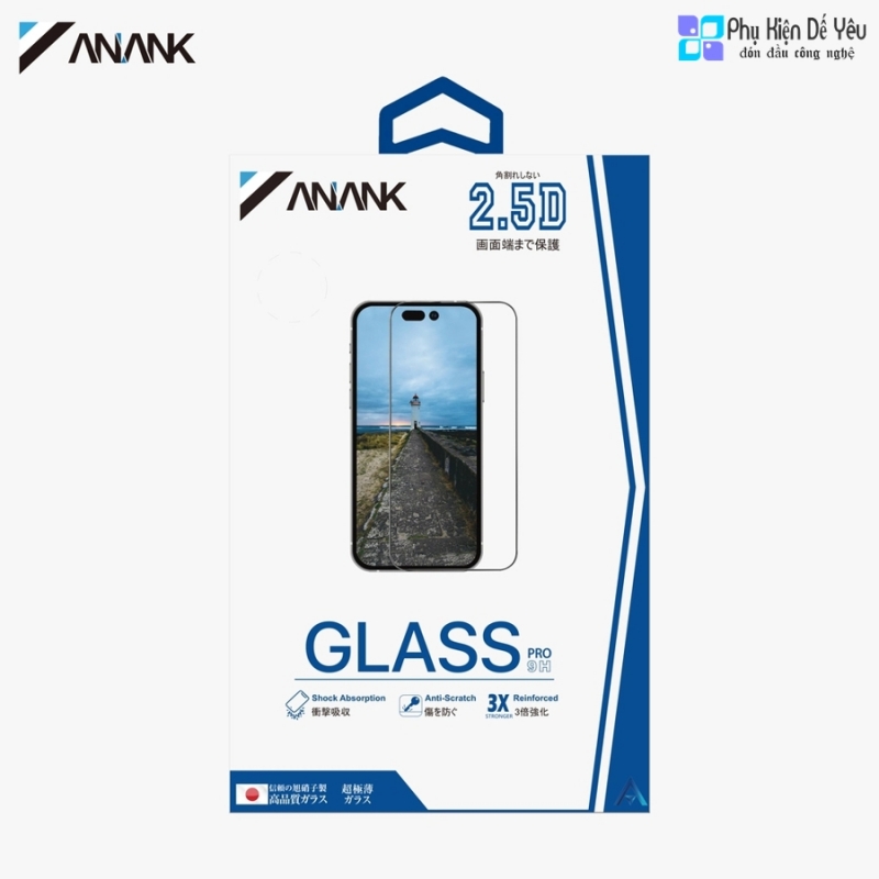 Kính cường lực ANANK 2.5D VỚI BẢO VỆ MÀN HÌNH CÔNG NGHỆ EDGE TĂNG CƯỜNG cho iPhone 15 Pro Max/ 15 Pro/ 15 Plus/ 15