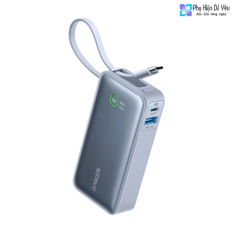 Pin dự phòng Anker Nano A1259 (1A1C, 30W, 10.000mah, Cáp USB-C tích hợp)