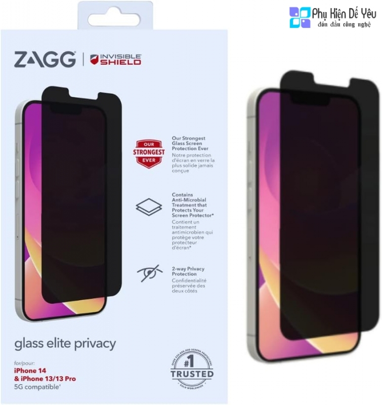 Cường lực chống nhìn trộm ZAGG InvisibleShield Glass Elite Privacy cho iPhone 13/13 Pro/14