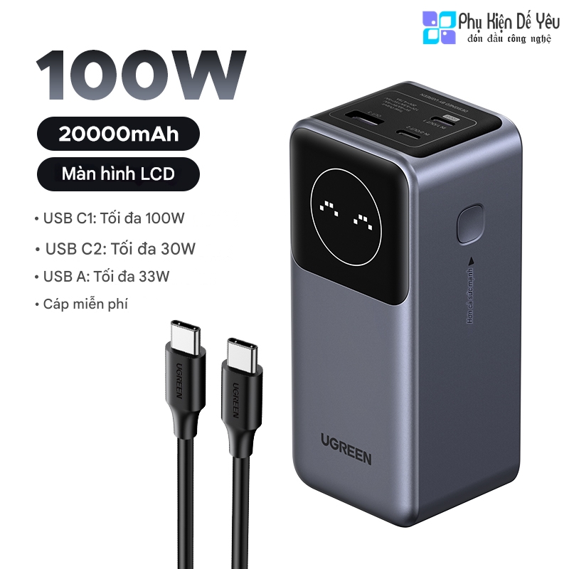 Pin dự phòng UGREEN Nexode 20000mAh 100W (45208)