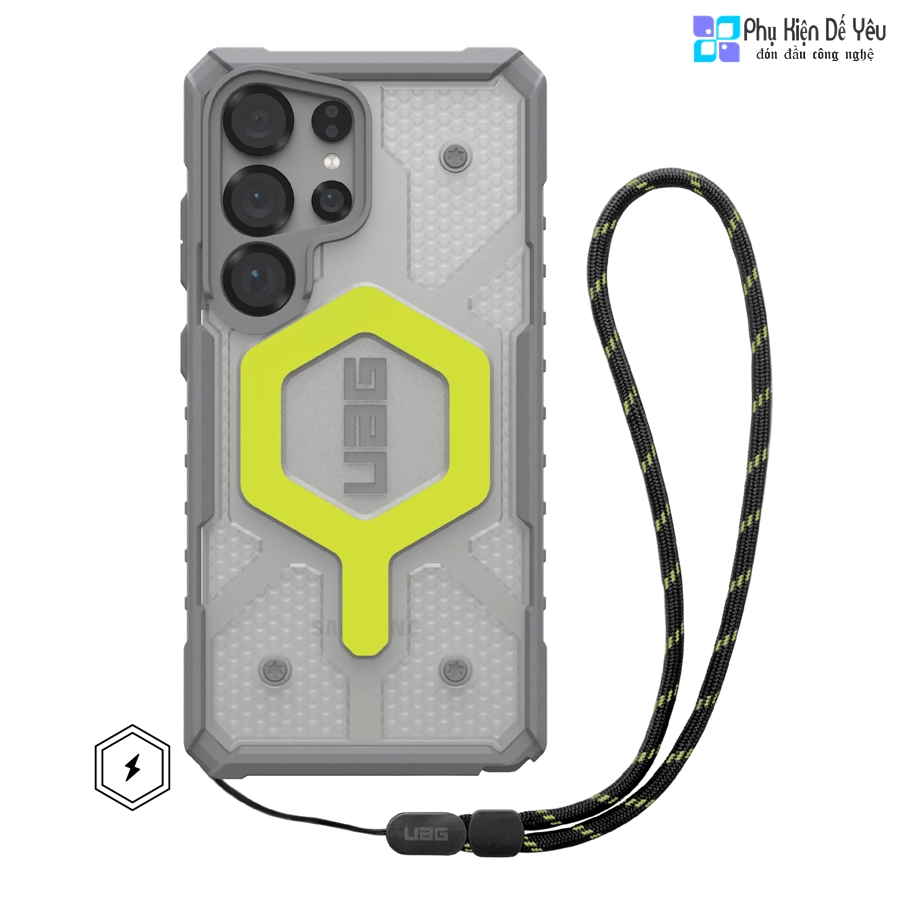 Ốp UAG Pathfinder Clear Active Neon + Dây đeo Active Neon cho SAMSUNG Galaxy S25 Ultra