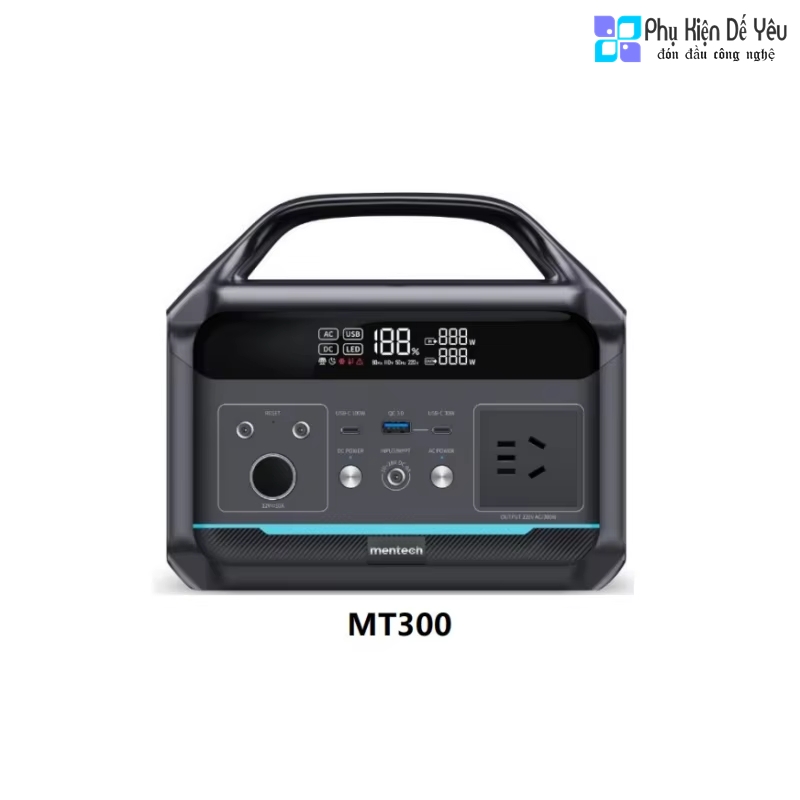 Trạm sạc Mentech MT300 300W (AC 220V, USB-C 100W/30W, Đèn)