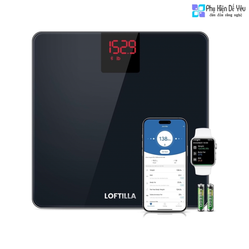 Cân Thông Minh LOFTILLA – Cân Sức Khỏe Cao Cấp, Đo Mỡ Cơ Thể, Kết Nối Apple Health