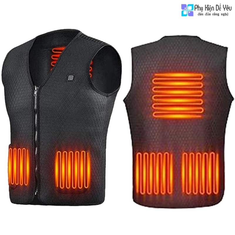Áo khoác sưởi ấm điện USB (5 vùng, 3 mức nhiệt)