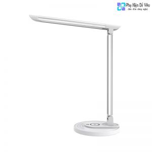 Đèn bàn LED thông minh TaoTronics TT-DL036, tích hợp sạc không dây, điều khiển cảm ứng, cổng USB, công suất 12W, độ sáng 410 lm, màu trắng.