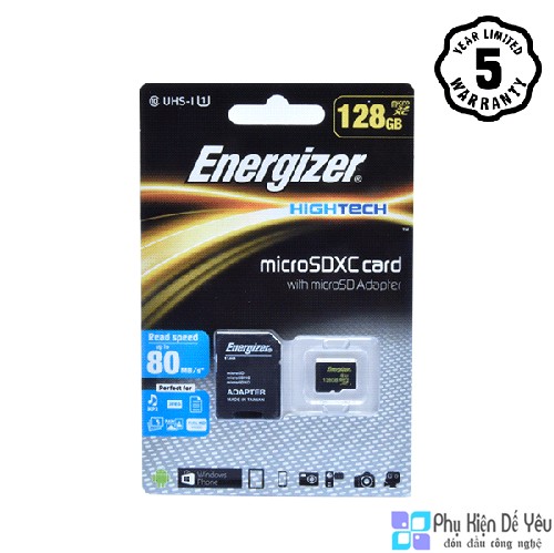 Thẻ nhớ Micro SDXC 128GB Energizer HT C10 U1 80MB/s - FMDAAH128A