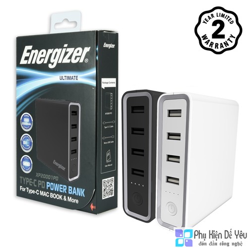 Pin sạc dự phòng Energizer XP20001PD - 20,000mAh, USB-C PD, 61W