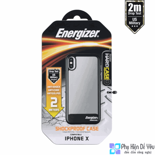 Ốp lưng Energizer chống sốc 2m cho iPhone X - ENCOSPIP8BK