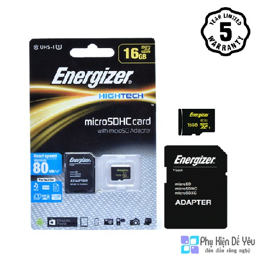 Thẻ nhớ Micro SDHC 16GB Energizer HT C10 U1 80MB/s - FMDABH016A